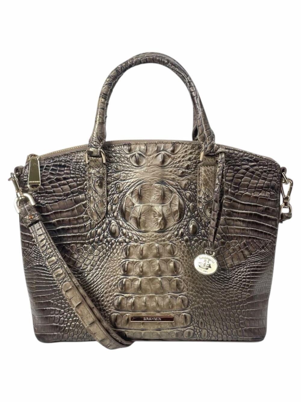 Brahmin Medium Duxbury Satchel Bag Melborne Coffee Brown Croc